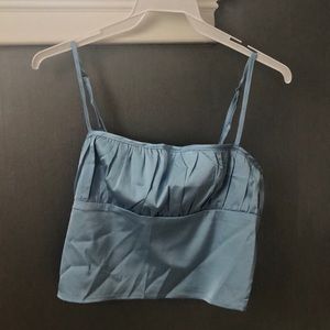 Zaful Silky Blue Cropped Tank